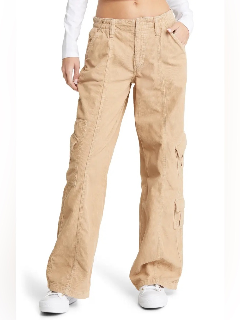 Urban Outfitters BDG Beige Y2K Corduroy Cargo Pants